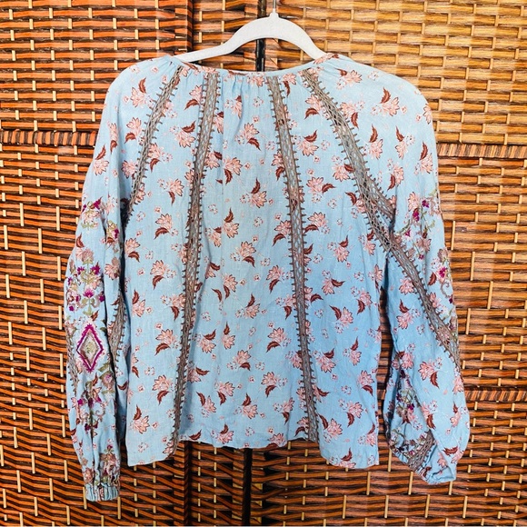 Anthropologie Sundance “Gisselle Bloom” Floral Print Embroidered Peasant Top - Picture 4 of 5